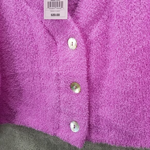 Womens Wild Fable Purple Crop Cardigan Fleece Sweater Button Front Polyester M - Picture 4 of 7